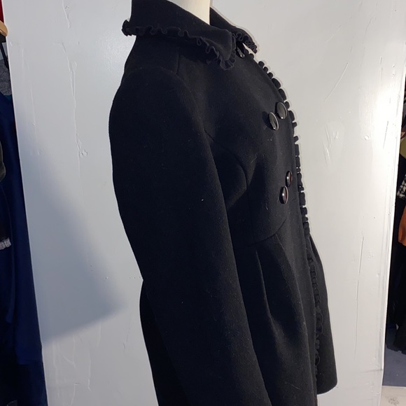 Kate spade ruffle bow back coat size 4 black - Picture 6 of 15